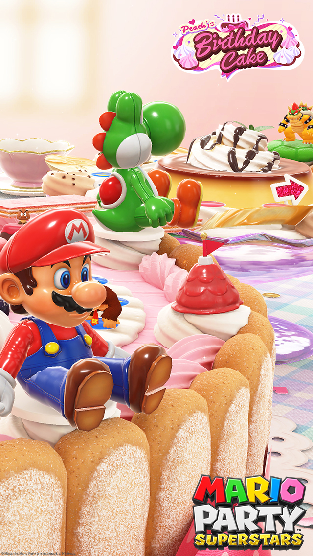 my.nintendo.com/Wallpaper - Mario Party Superstars - Peach’s Birthday Cake/Mario_Party_Superstars_PBC_Wallpaper_(640x1136).png